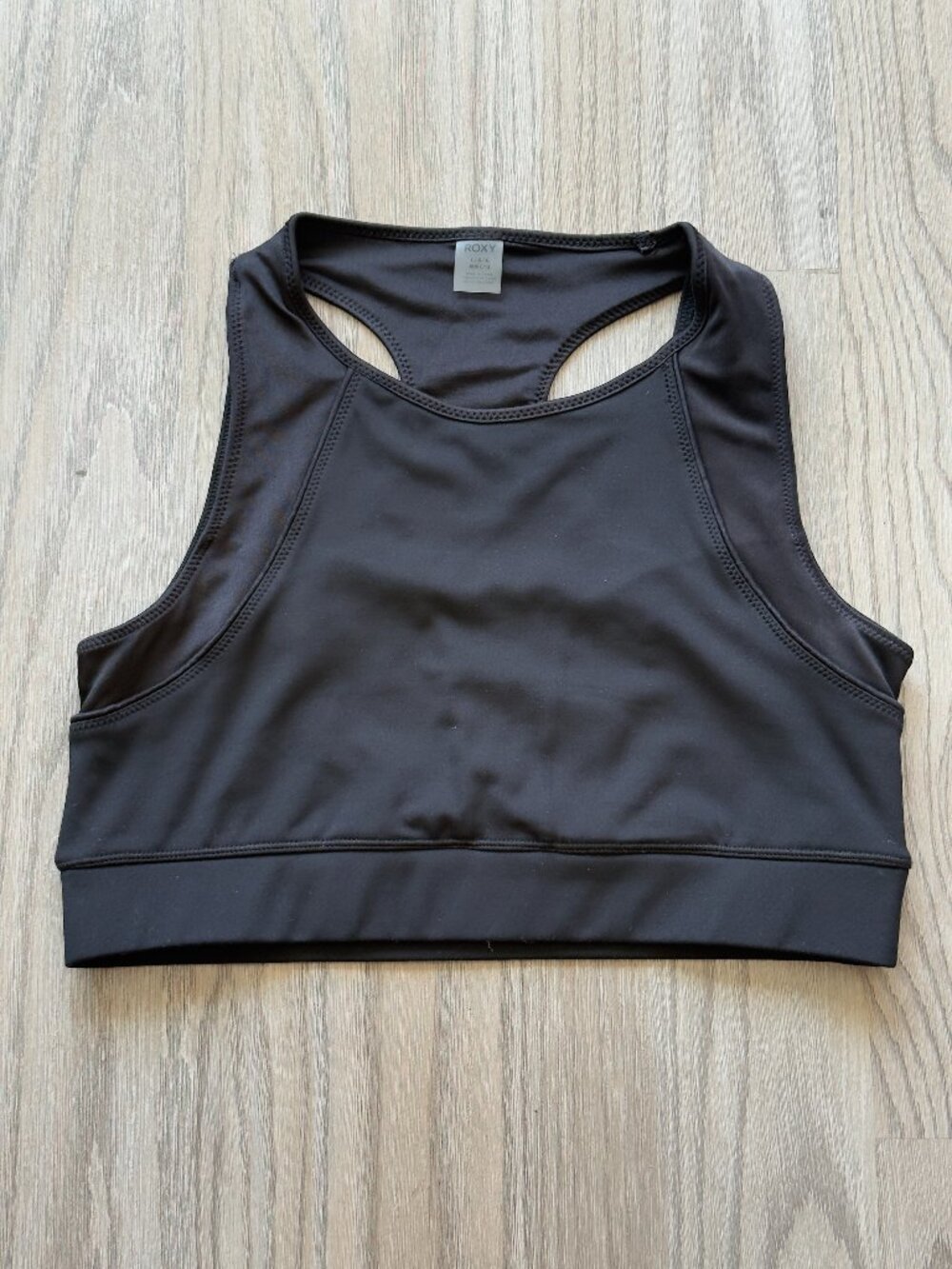 Black Roxy Sports Bra, Size Large, cutout back design
